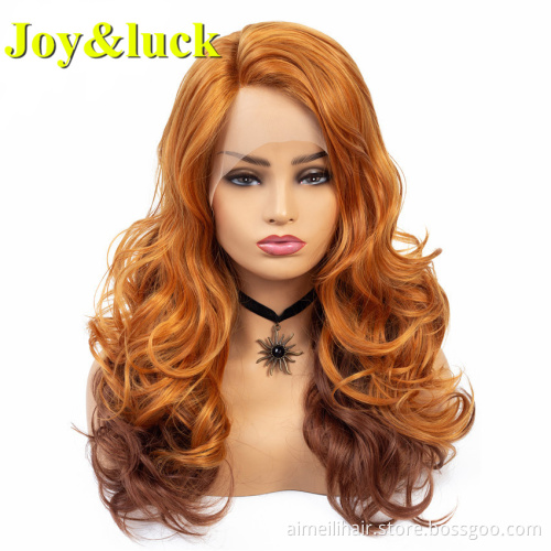 Lace Front Wholesale Prices Wig For Women Middle Part Cosplay Long Natural Water Wave Ombre Colors Synthetic Ladies Hair Wigs